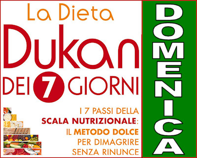Schema della dieta Dukan dei sette giorni per la domenica